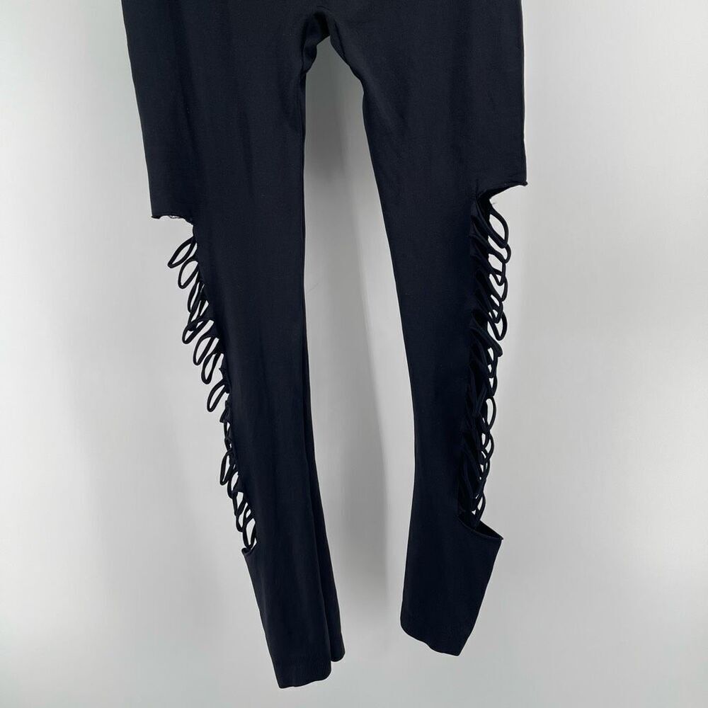 Oppa Women’s Black Seamless Full Length Leggings Large Stretchy Side Cutout - Picture 10 of 13